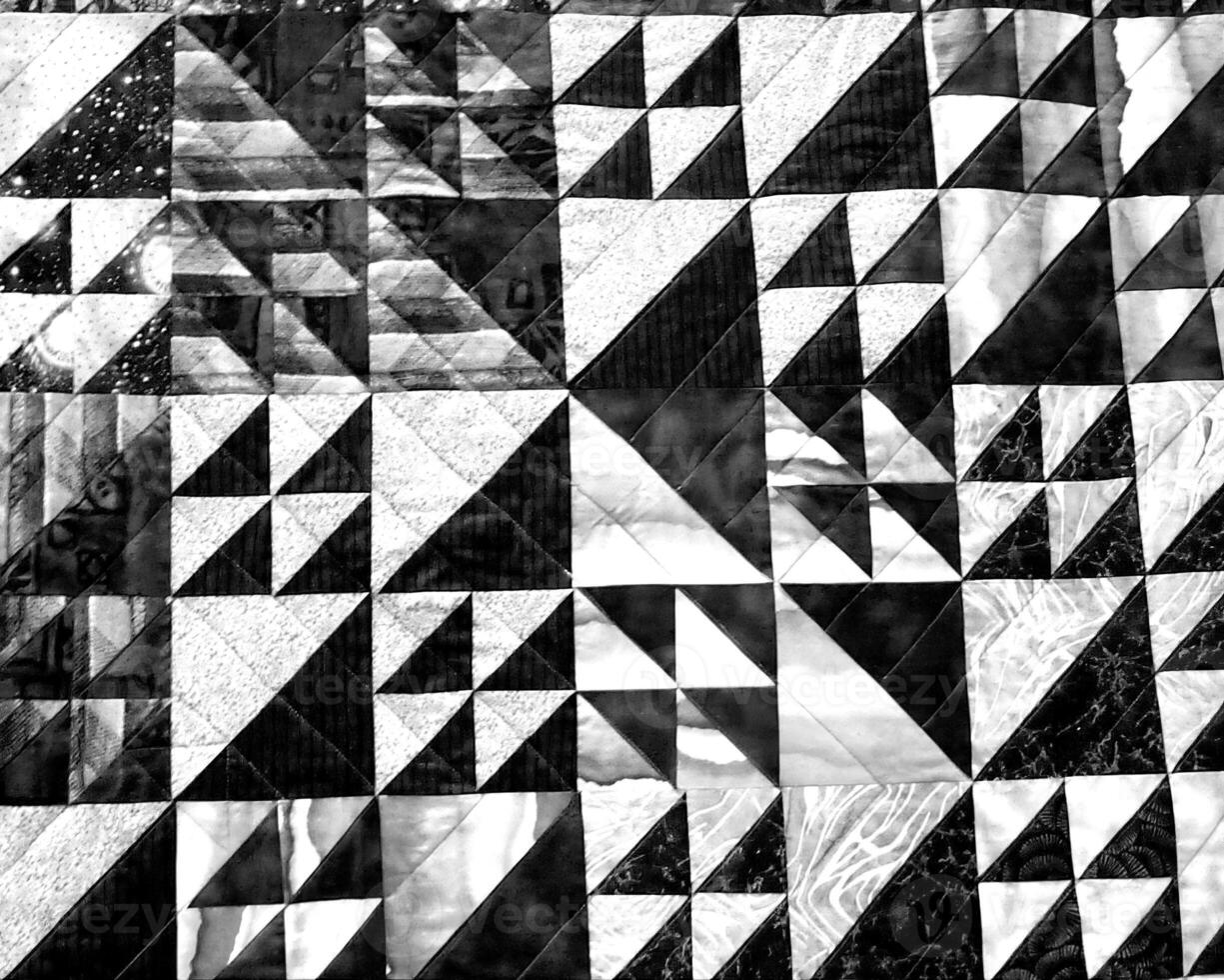 Abstract fabrics black and white background. Textile decoration close view photo
