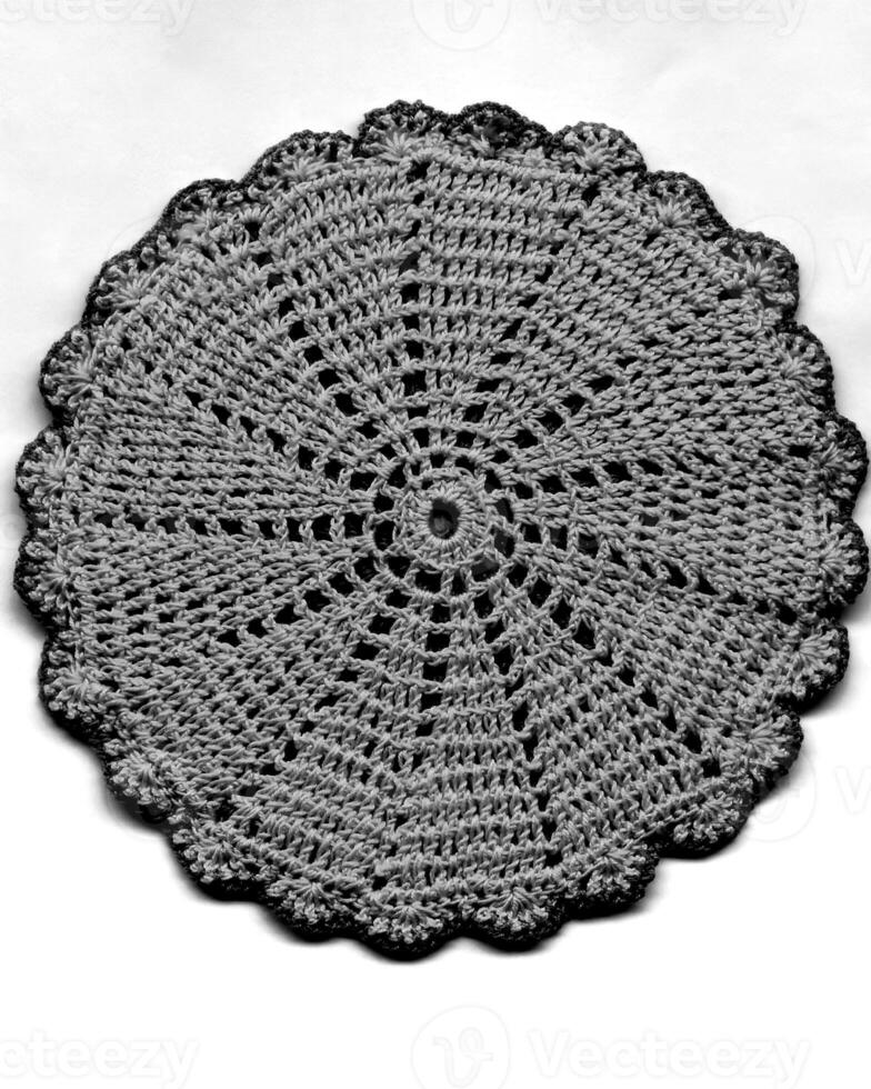 Abstract fabrics black and white background. Textile decoration close view photo