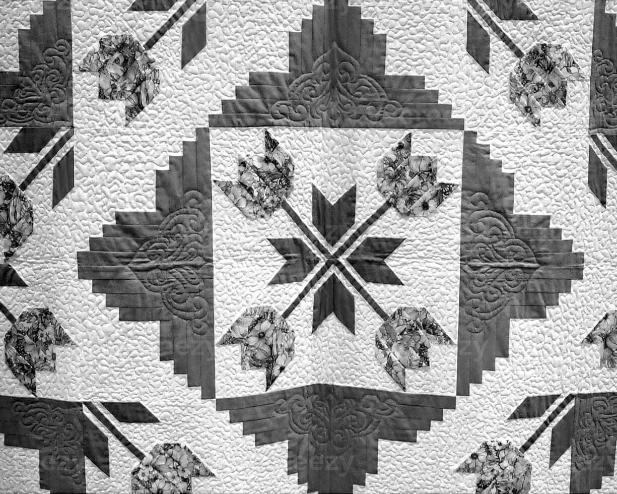 Abstract fabrics black and white background. Textile decoration close view photo