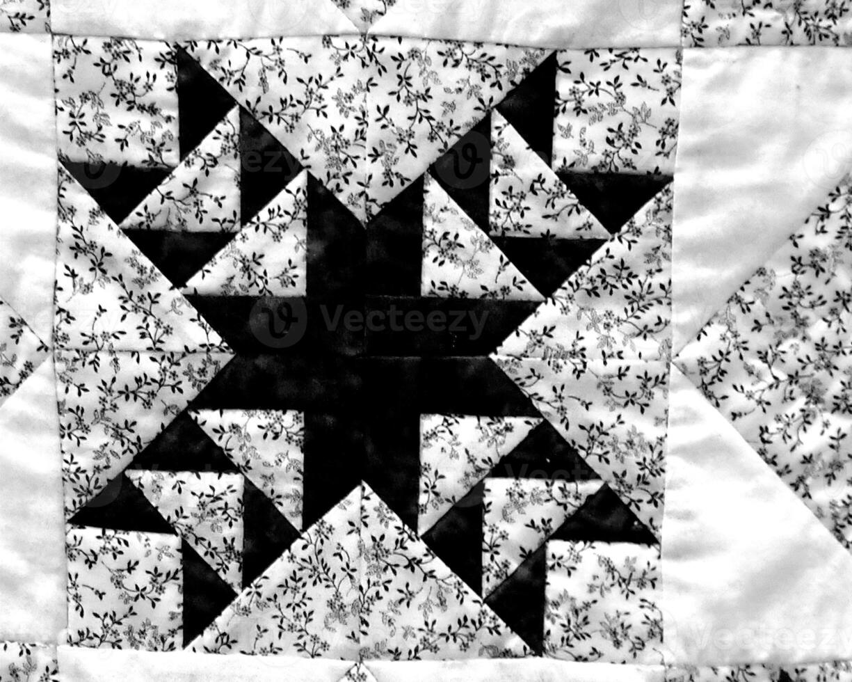 Abstract fabrics black and white background. Textile decoration close view photo
