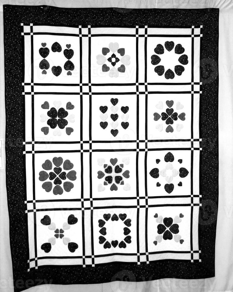 Abstract fabrics black and white background. Textile decoration close view photo