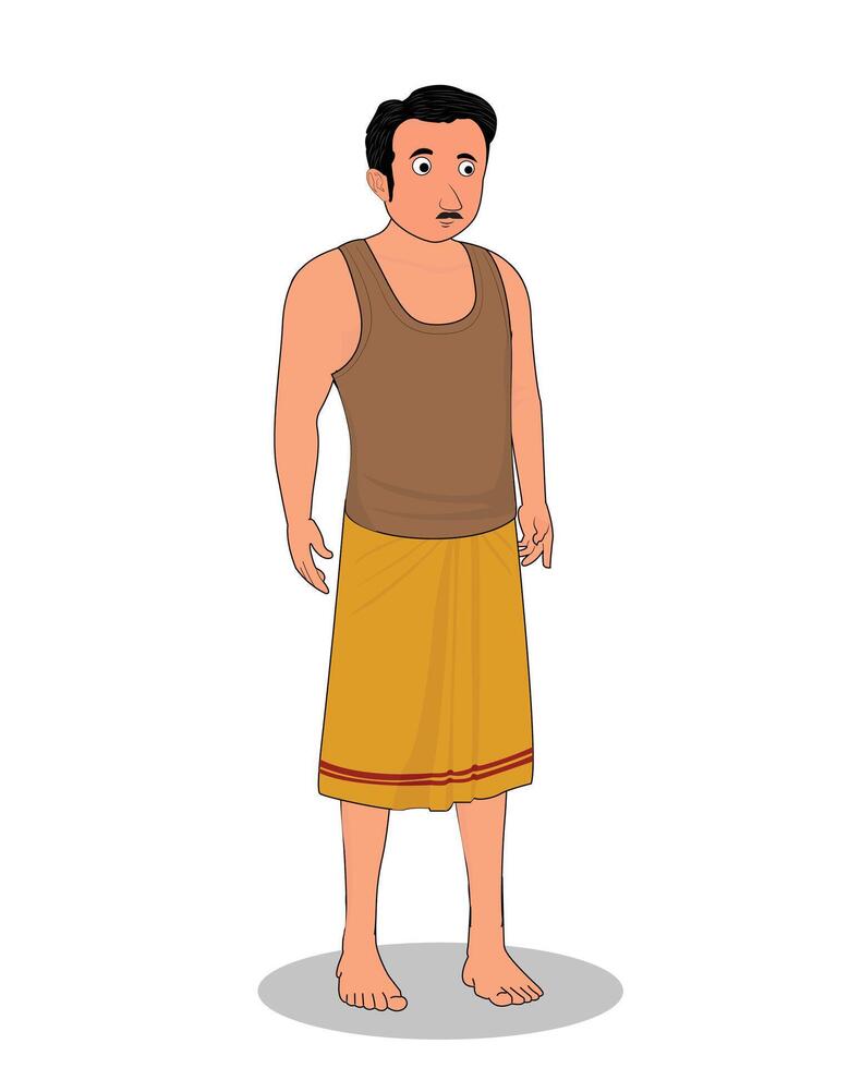 A poor indian village man cartoon character design vector