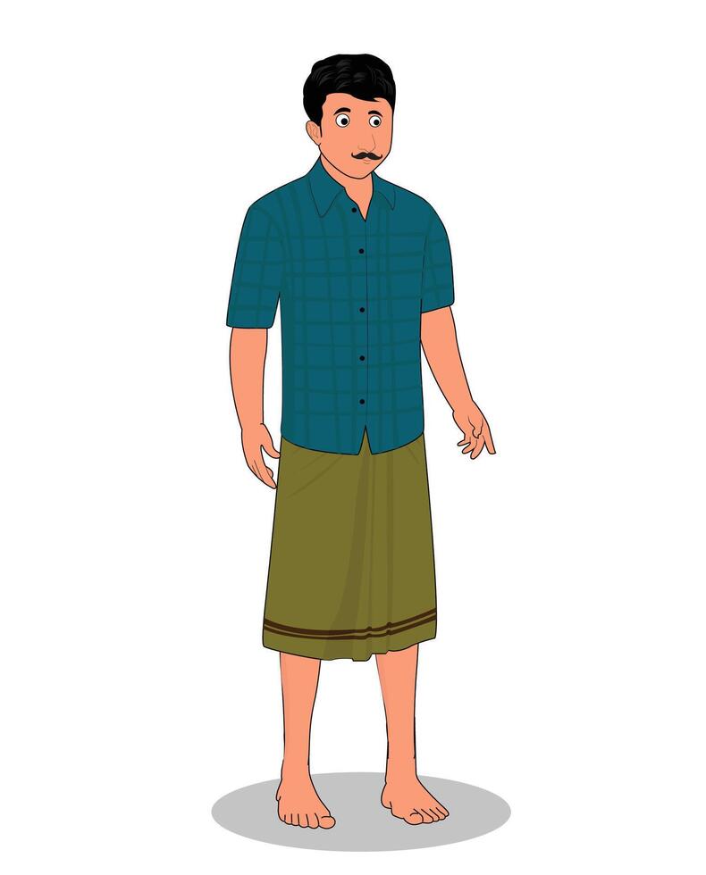 Indian village farmer cartoon character design for animation vector