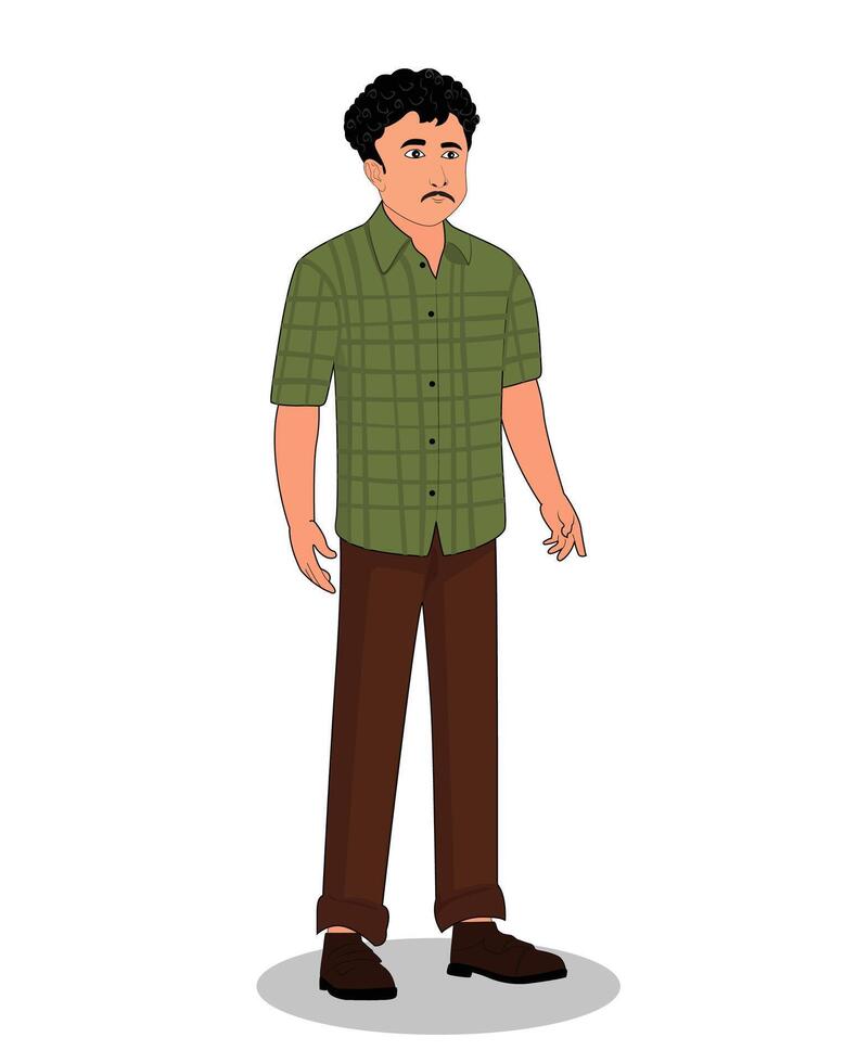 A indian man three quarter view cartoon character design vector