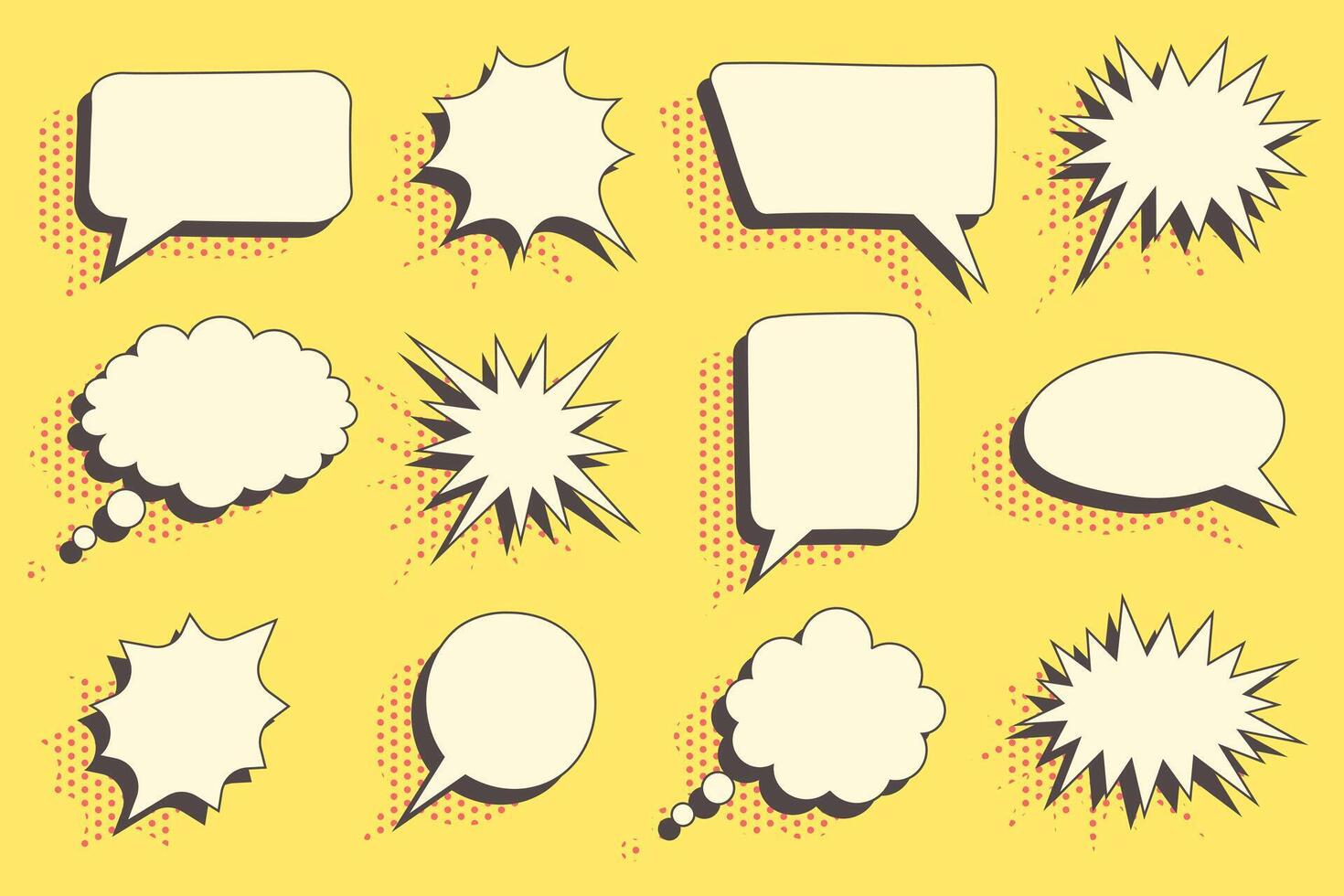 Collection of speech bulbs in retro style set of design elements. illustration. vector