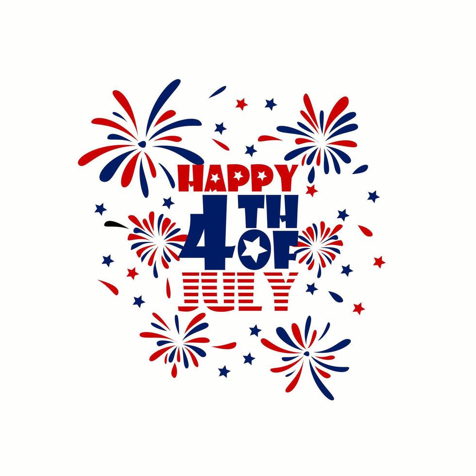 Happy 4th of july typography design to celebrate American independence day. vector