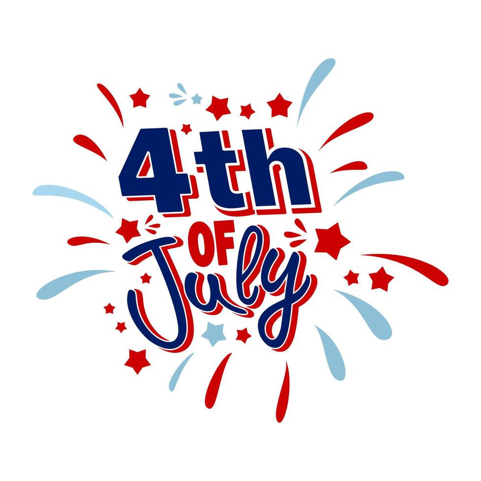 Happy 4th of july typography design to celebrate American independence day. vector