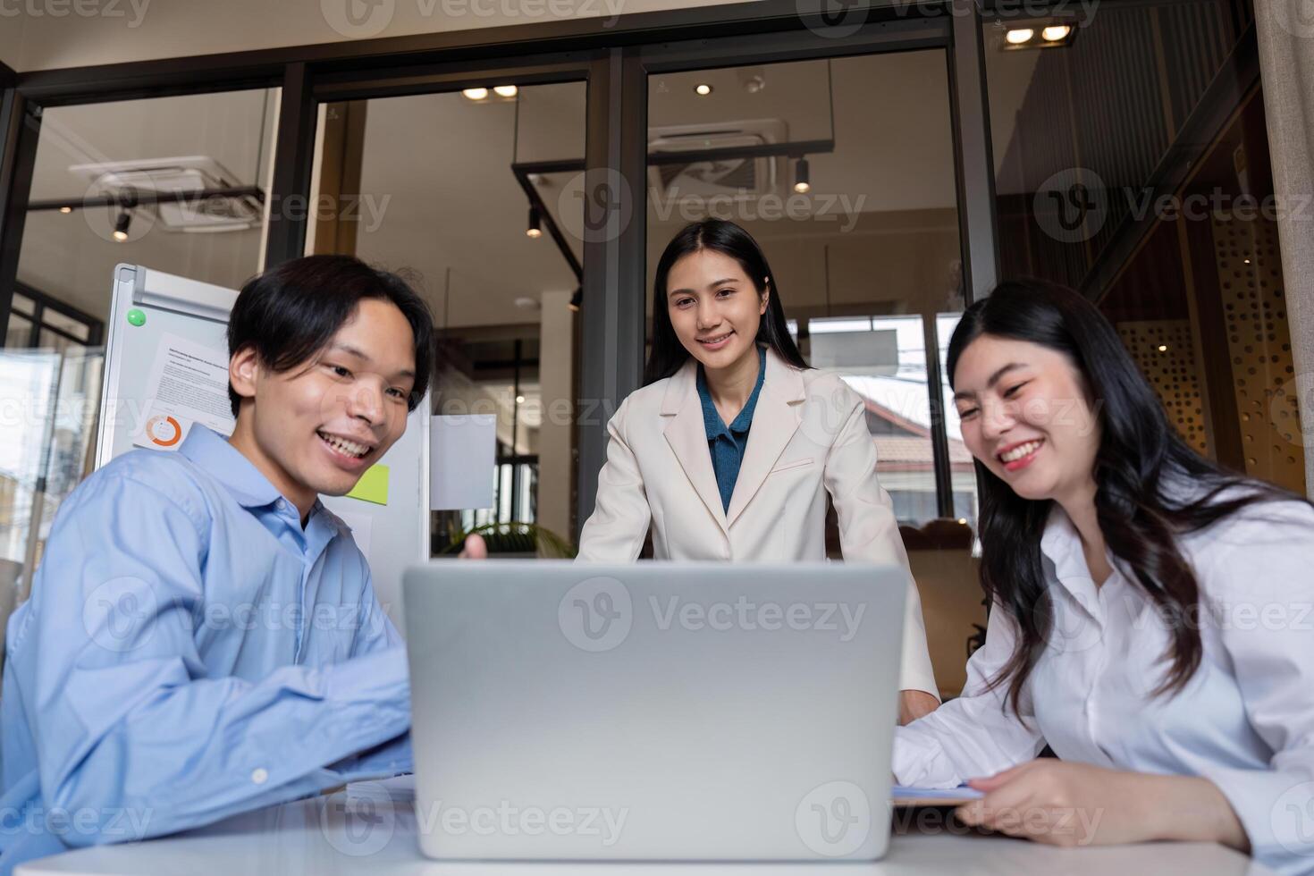 Business meeting to analyze and discuss the situation on the financial report in the meeting room. Investment Consultant, Financial advisor and accounting concept photo