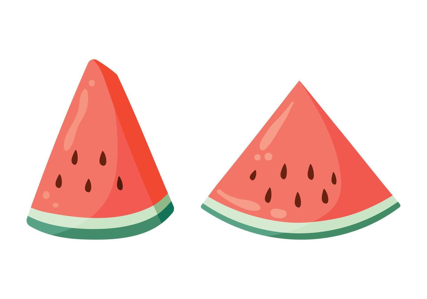 Watermelon slices illustrations set. Flat style drawings for food graphics, summer designs, menu, logo, stickers. vector