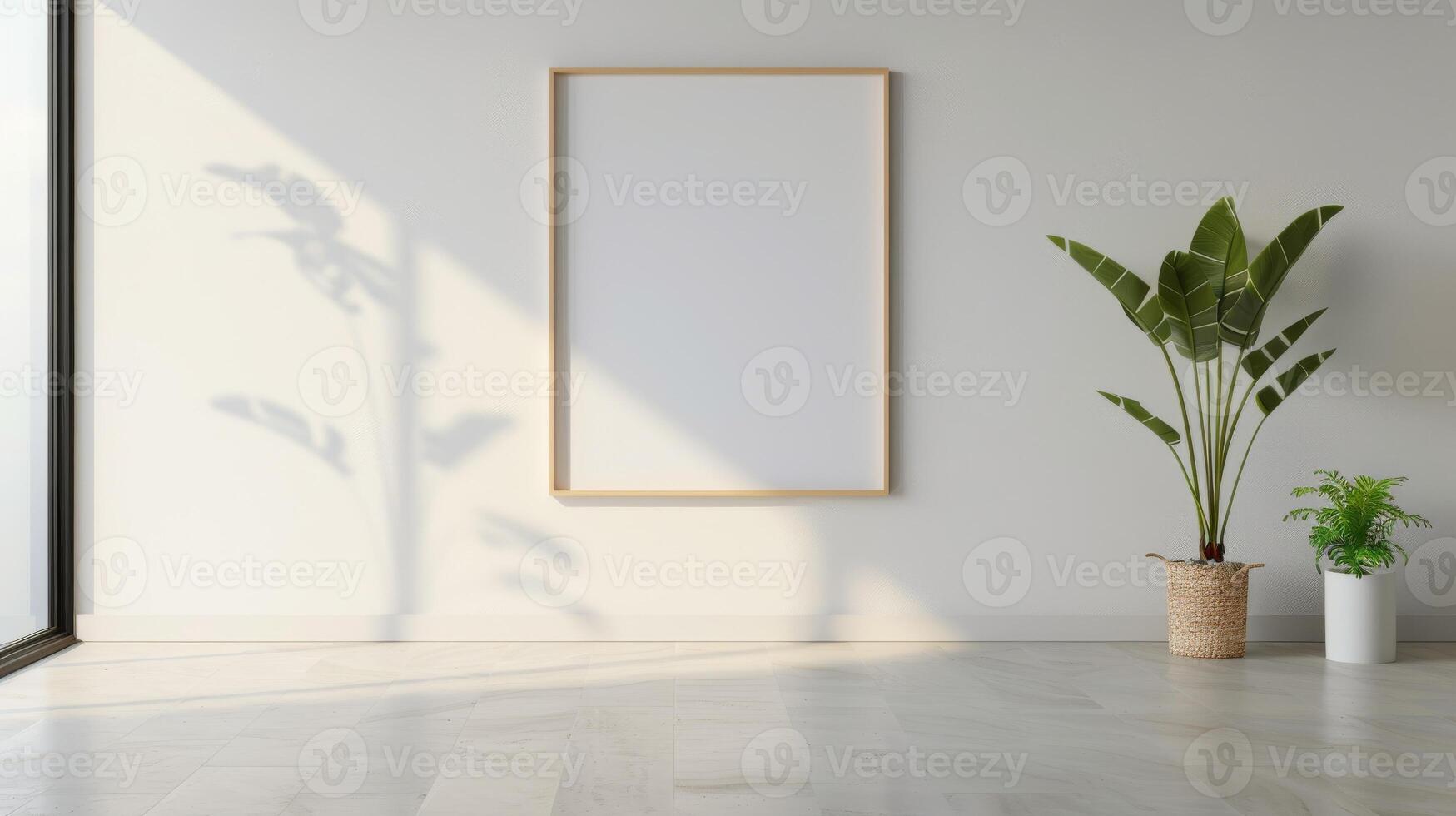 The room is bright and airy, with sunlight streaming in through the window photo