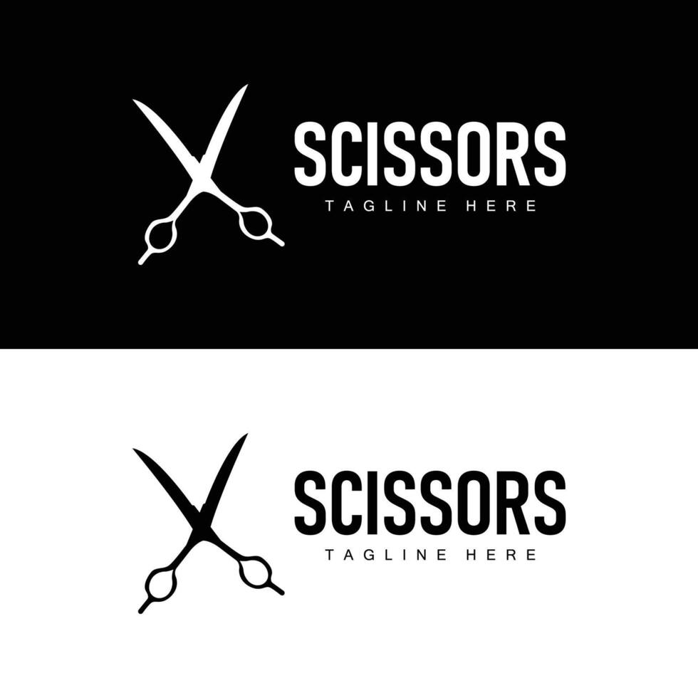Barber tool scissors logo cutting tool , scissors simple background icon symbol design vector