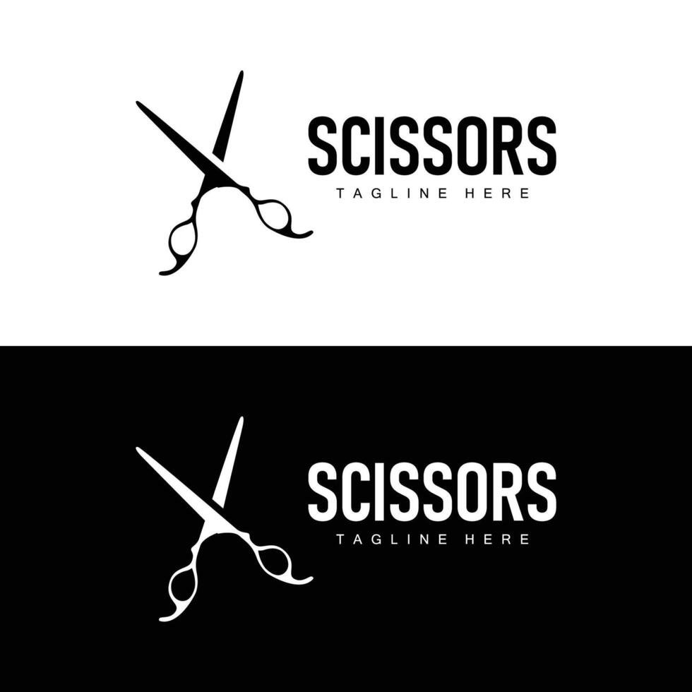 Barber tool scissors logo cutting tool , scissors simple background icon symbol design vector