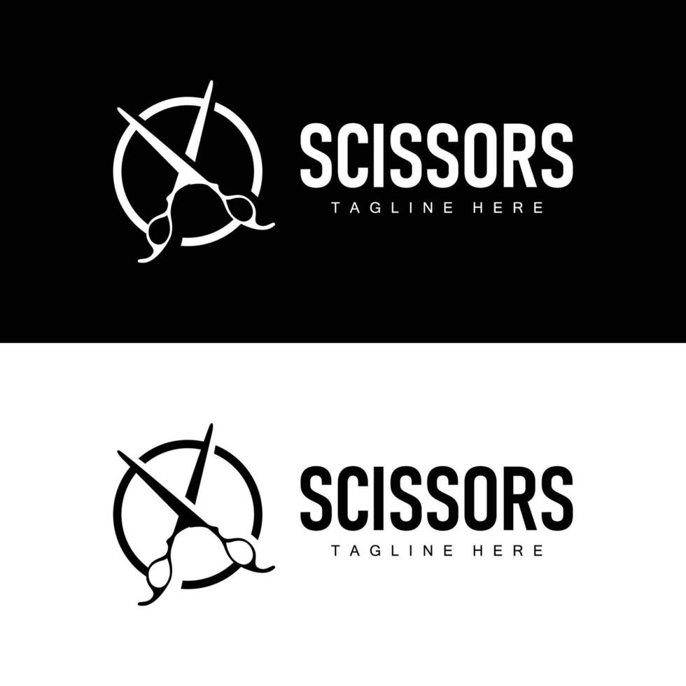 Barber tool scissors logo cutting tool , scissors simple background icon symbol design vector