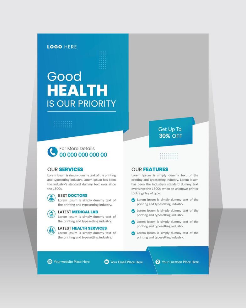 Medical flyer poster template vector