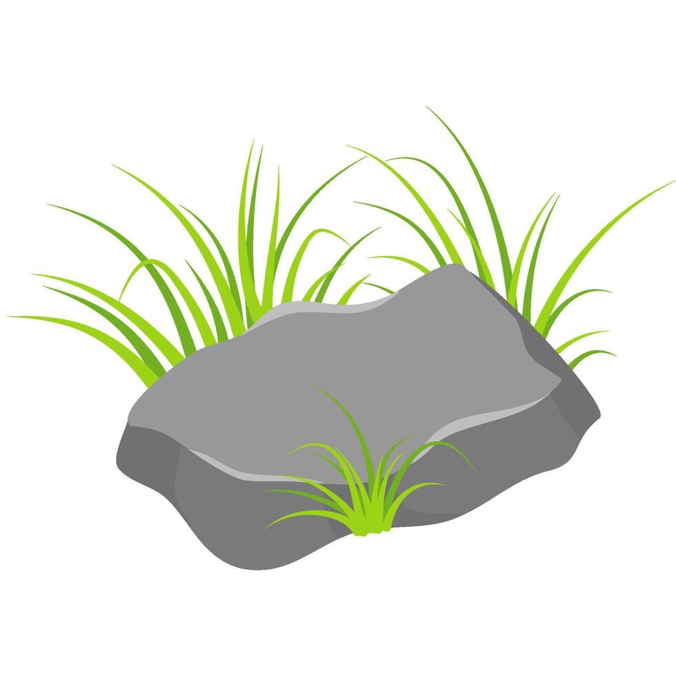 Stone with grass vector