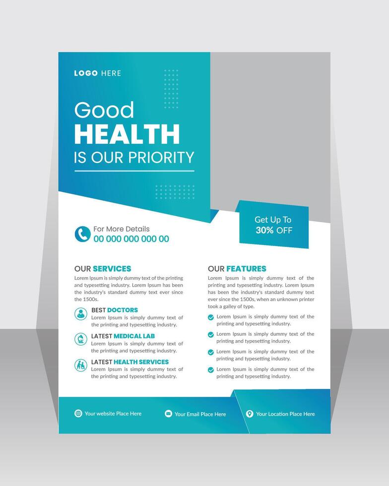 Medical flyer poster template vector