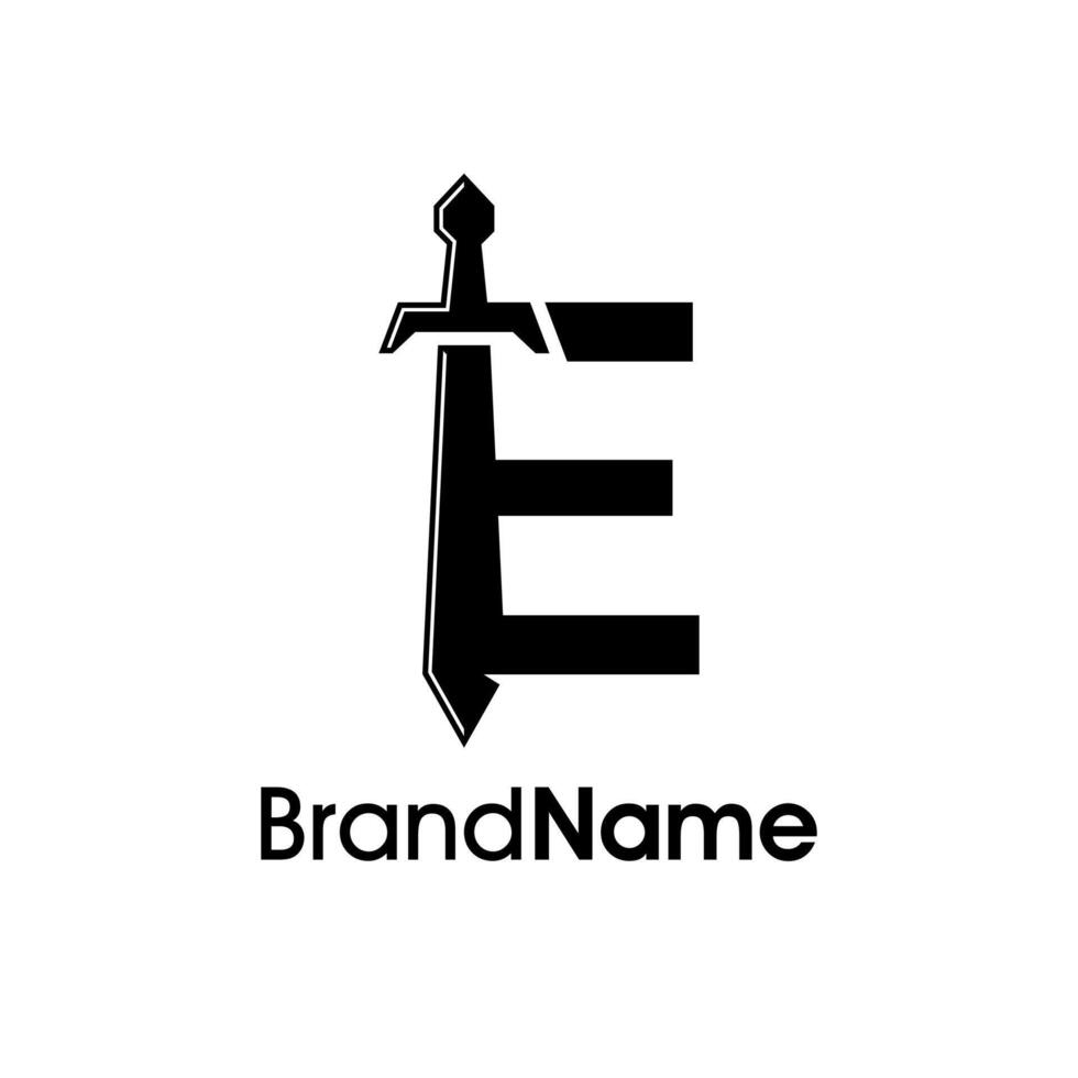 Simple Initial E Sword Logo vector