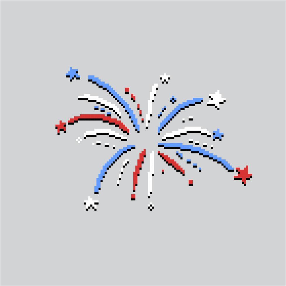Pixel art illustration US Fireworks. Pixelated United States Fireworks. USA Fireworks Independence Day pixelated for the pixel art game and icon for website and game. old school retro. vector