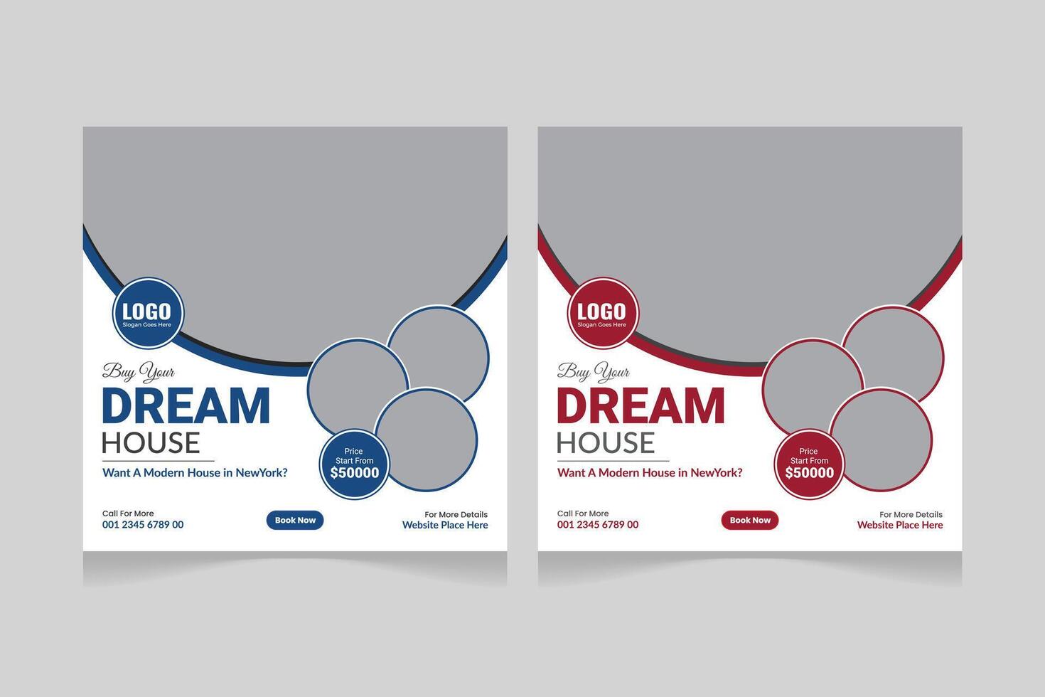 Real Estate Social Media Post Template, Editable Modern Home Sale Social Media Promotion, Square Banner design Template. vector