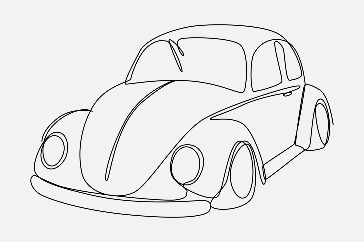 Continuous one line drawing of old classic car, Editable stroke. Graphic illustration. vector