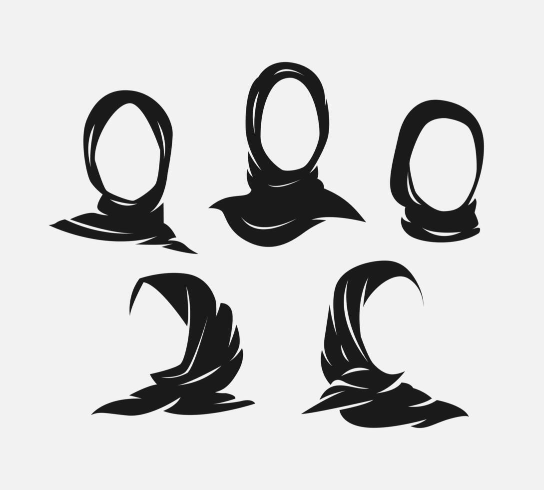 Set silhouettes of hijab collection. Graphic illustration. vector