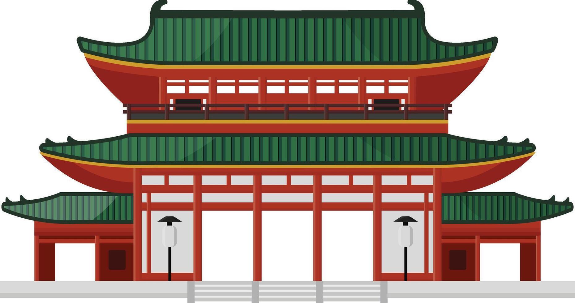 chinese temple illustration isolated on white vector