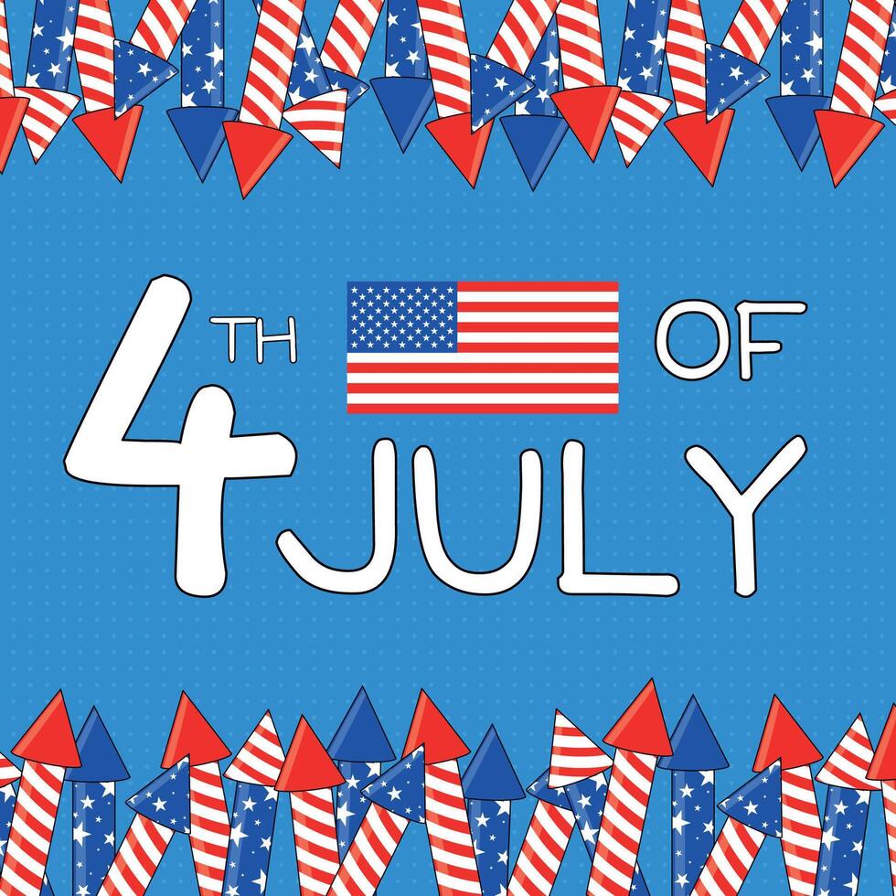 United States independence 4th of July card illustration vector
