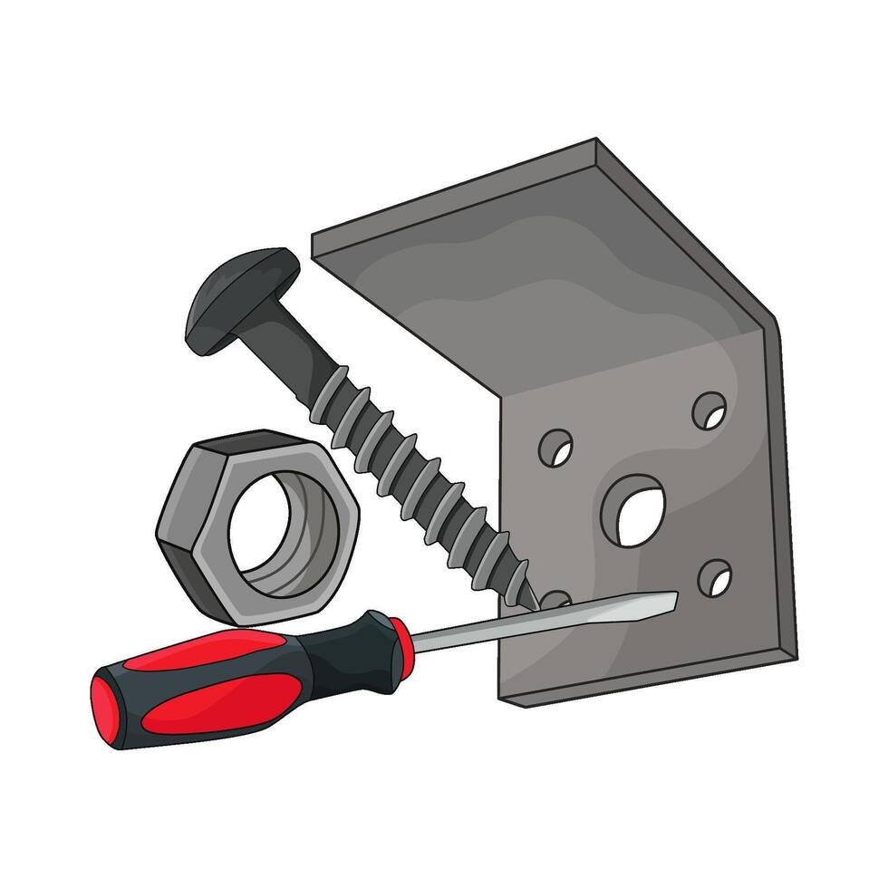 illustration of screwdriver with screw vector