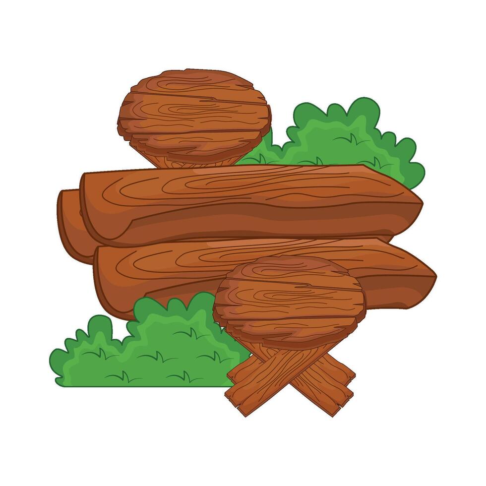 illustration of wood with grass vector