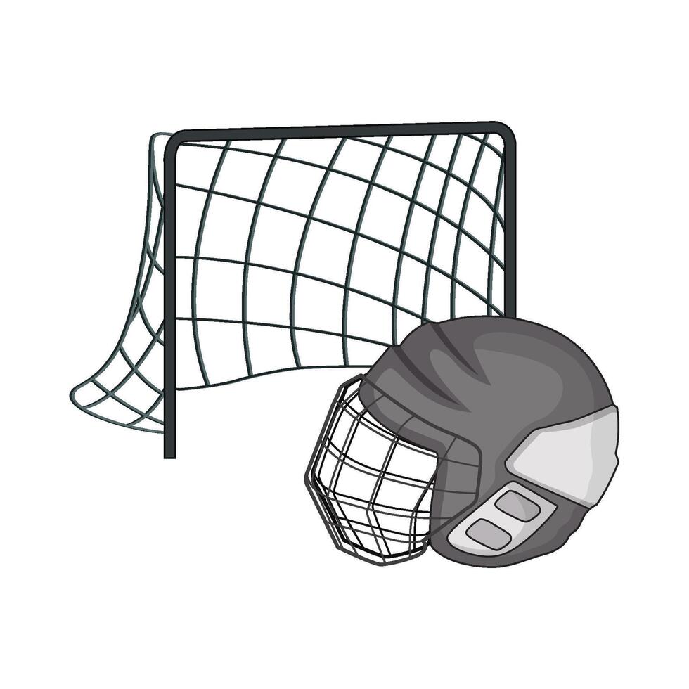 illustration of hockey goal with hockey helmet vector
