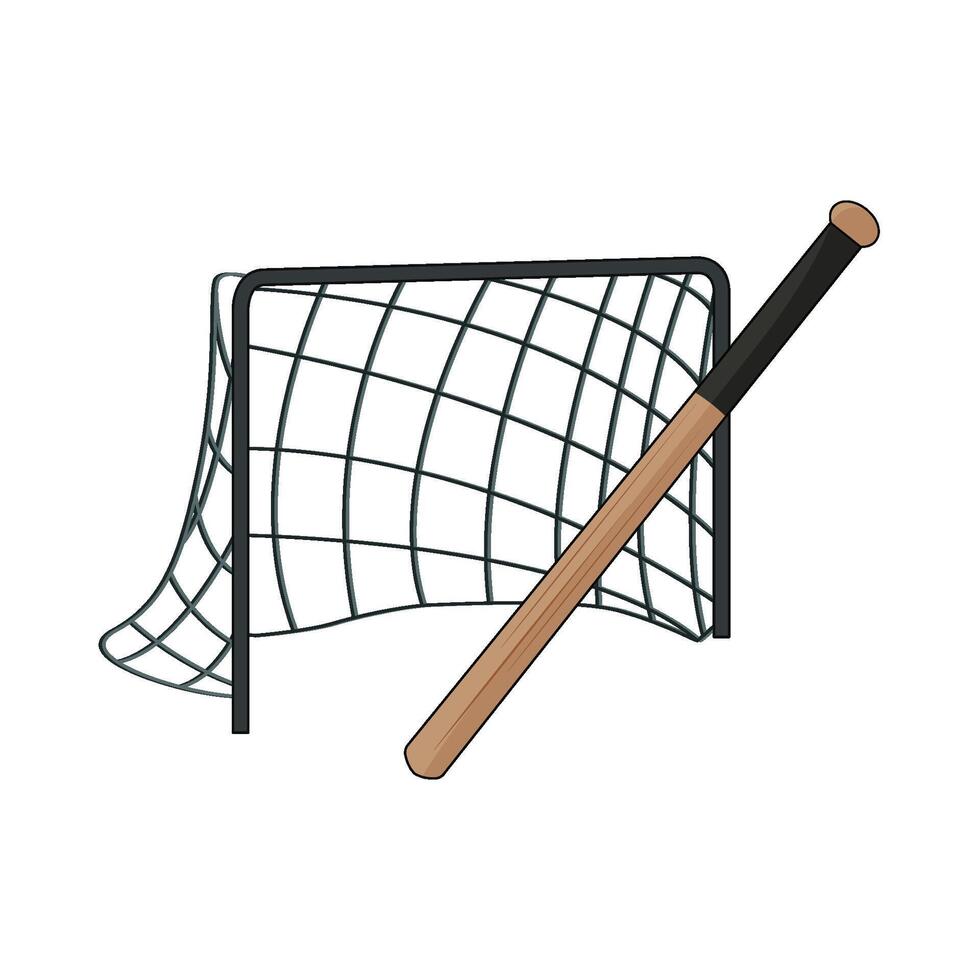 illustration of hockey goal with baseball bat vector