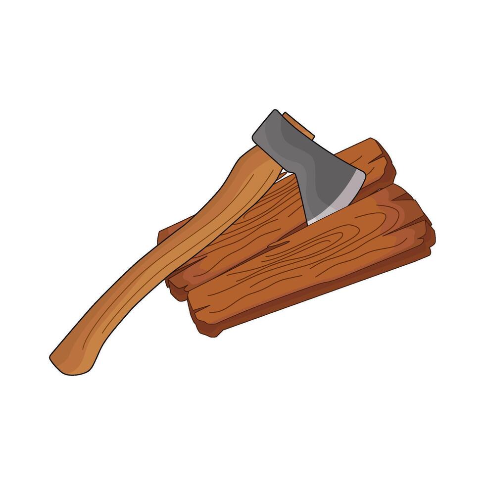 illustration of axe and wood vector