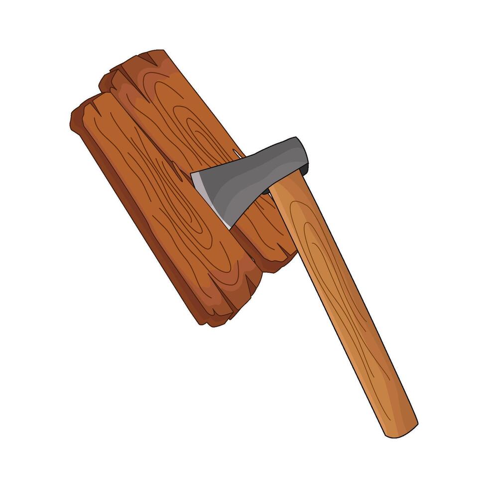 illustration of axe and wood vector