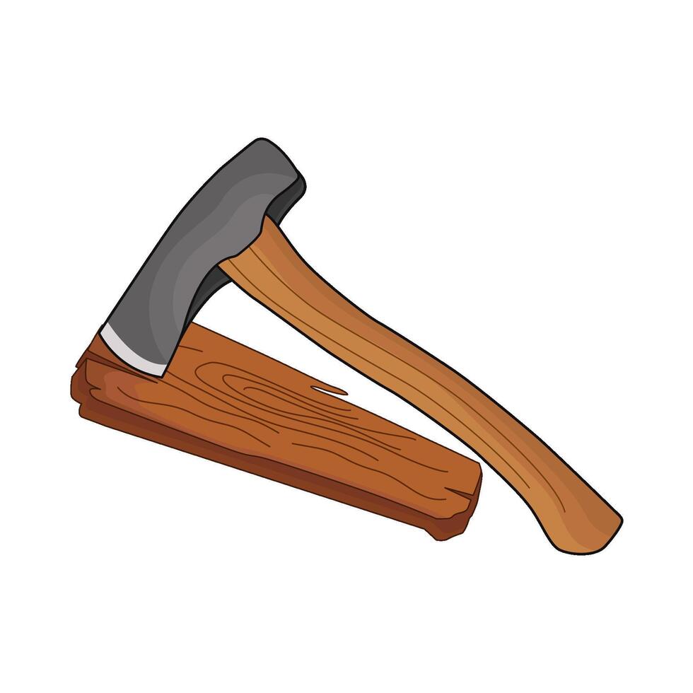 illustration of axe and wood vector