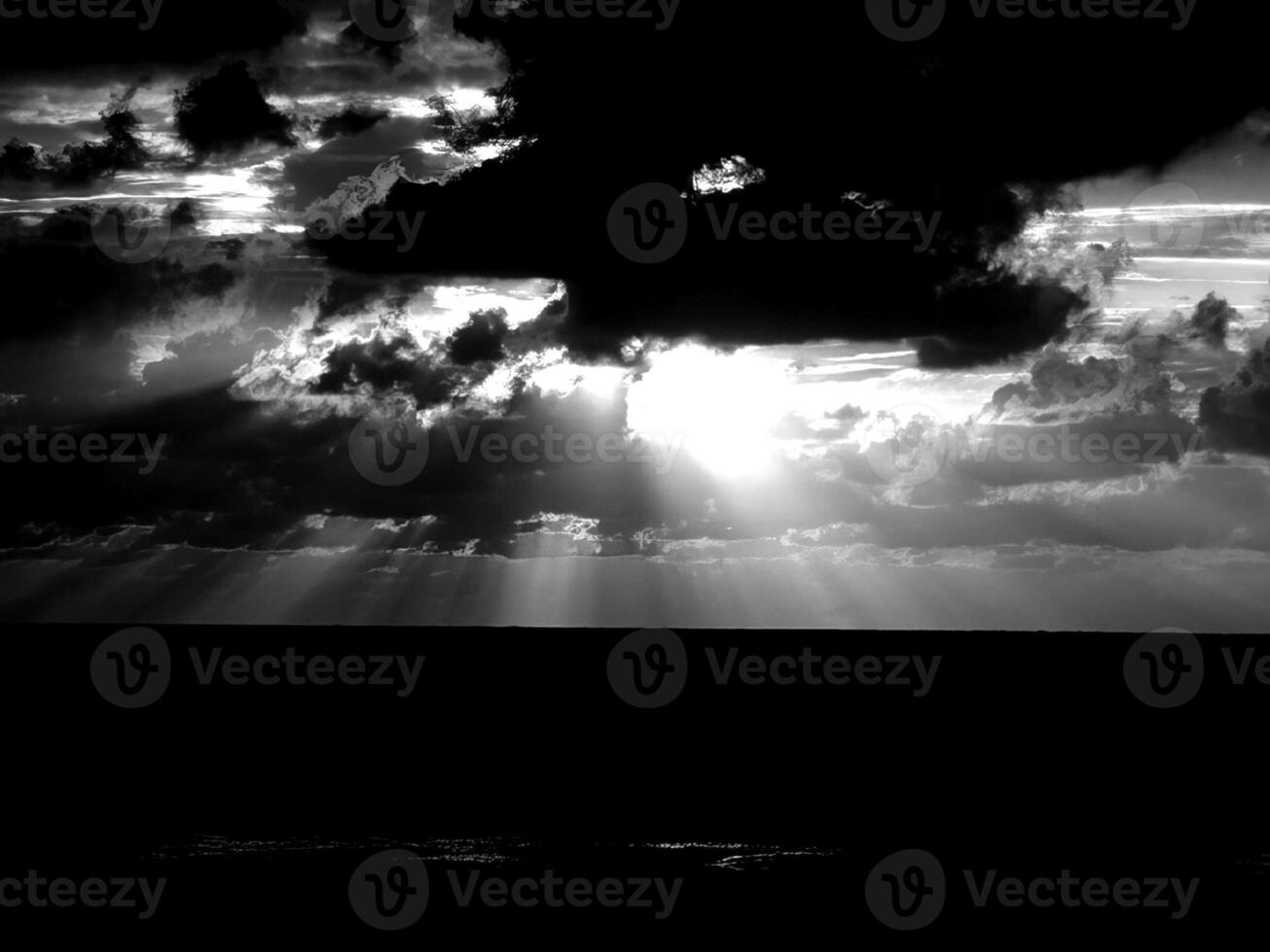 Sunset or sunrise sky black and white monochrome background photo