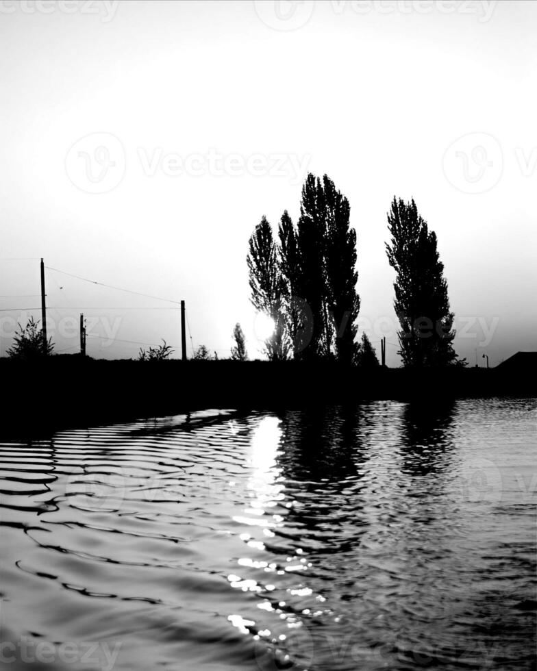 Sunset or sunrise sky black and white monochrome background photo