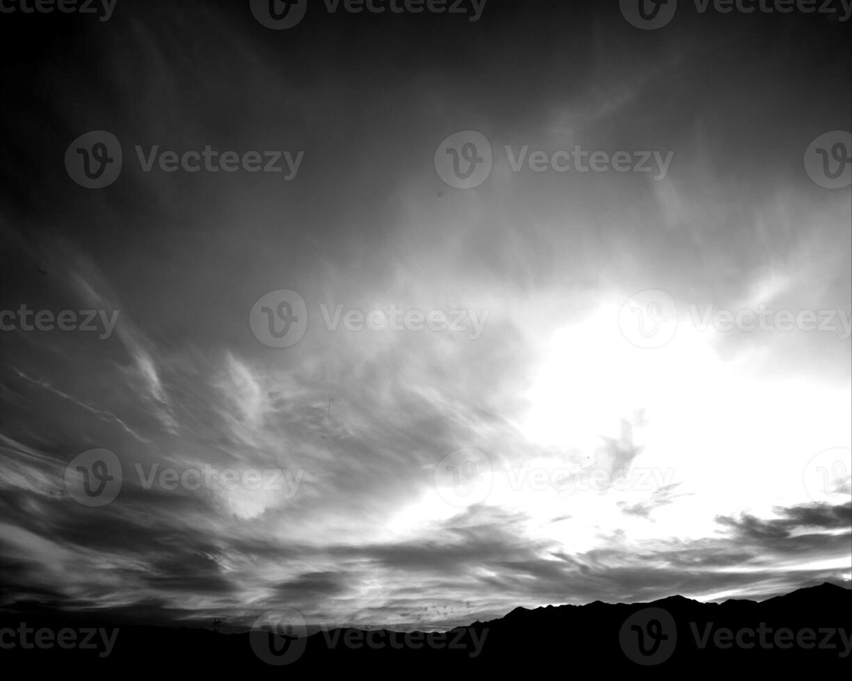 Sunset or sunrise sky black and white background photo