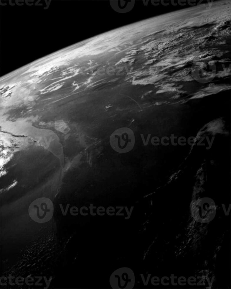 Planet in the outer space black and white 3d illustration. Moon, earth background photo
