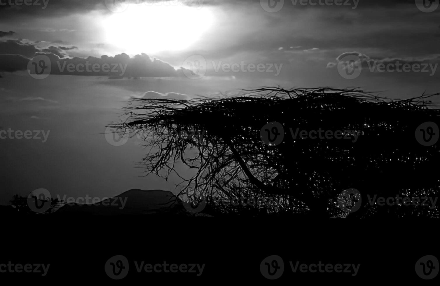 Sunset or sunrise sky black and white background photo