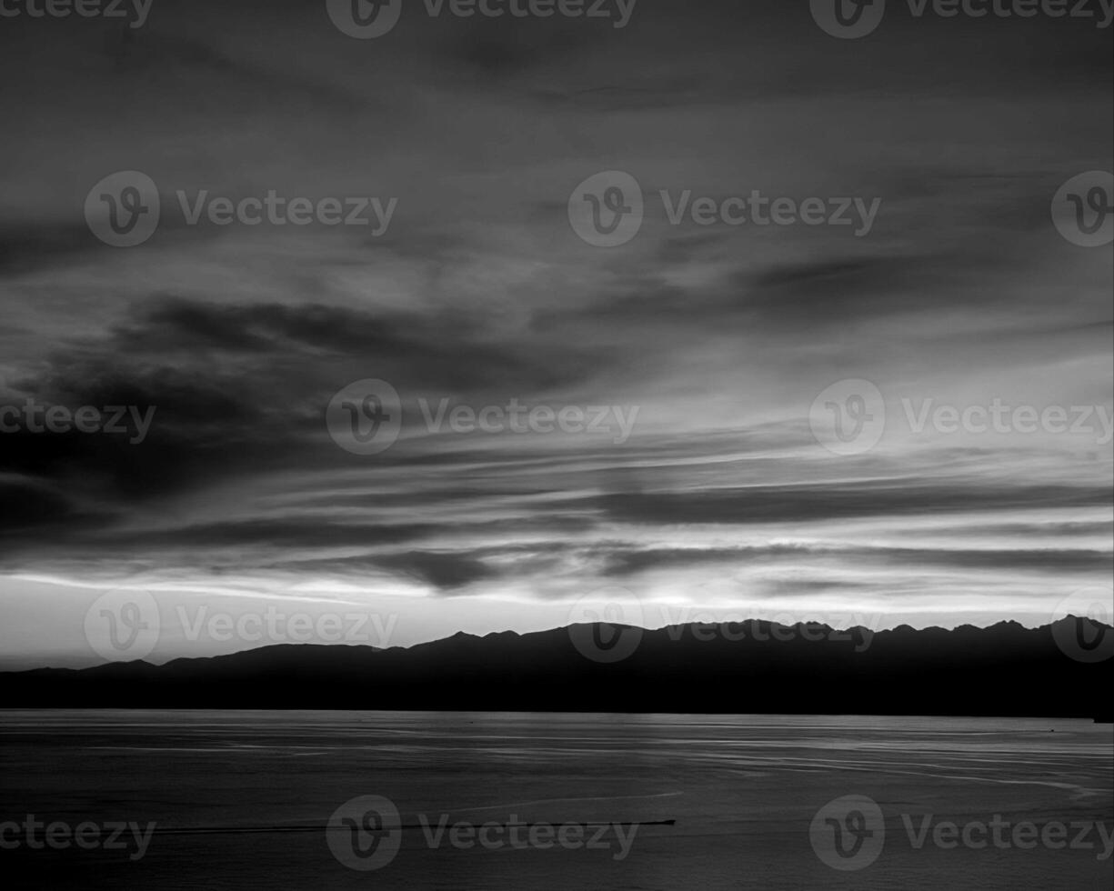 Sunset or sunrise sky black and white background photo
