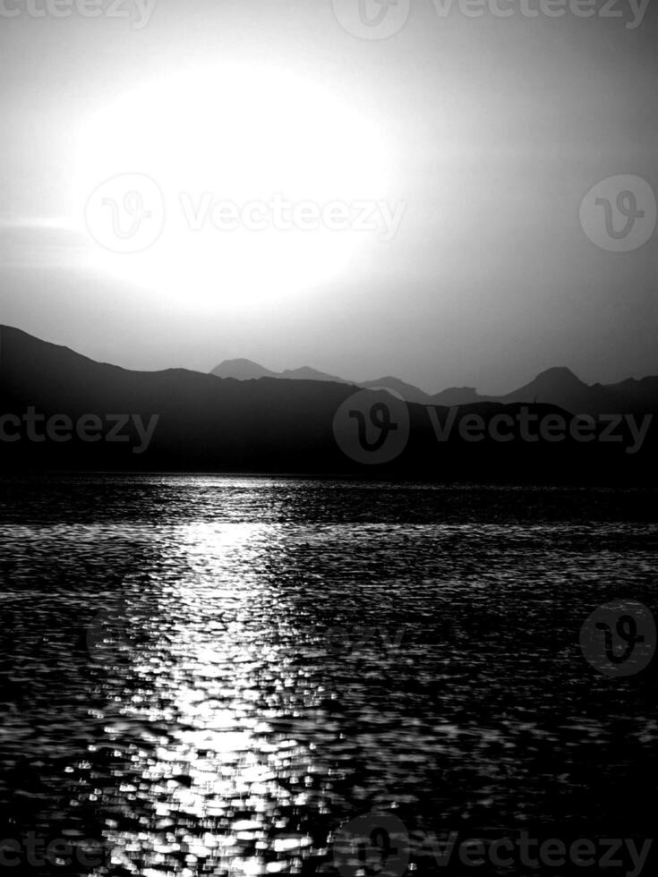 Sunset or sunrise sky black and white background photo