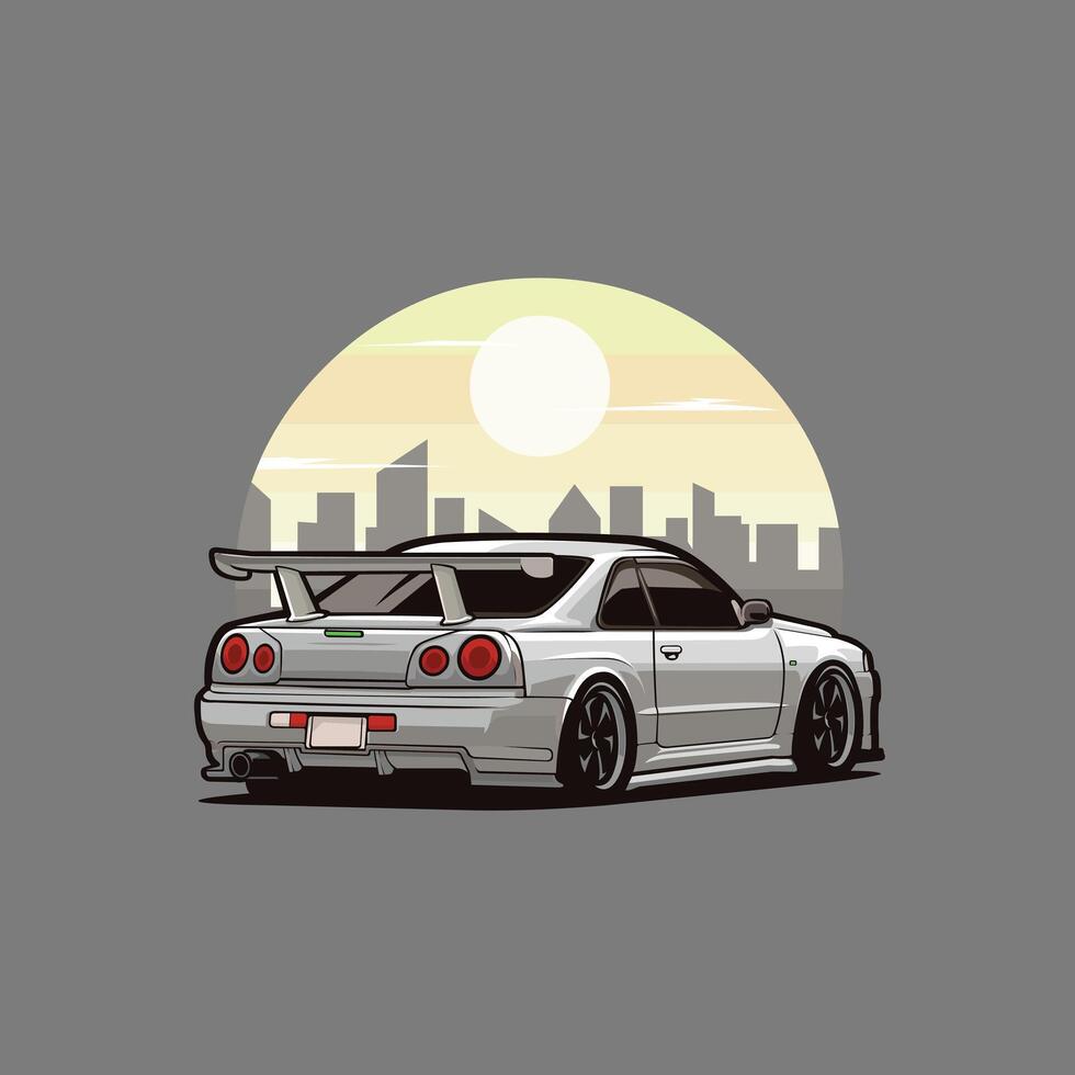Art illustration of jdm car, japanese sport car. Best for automotive tshirt design vector