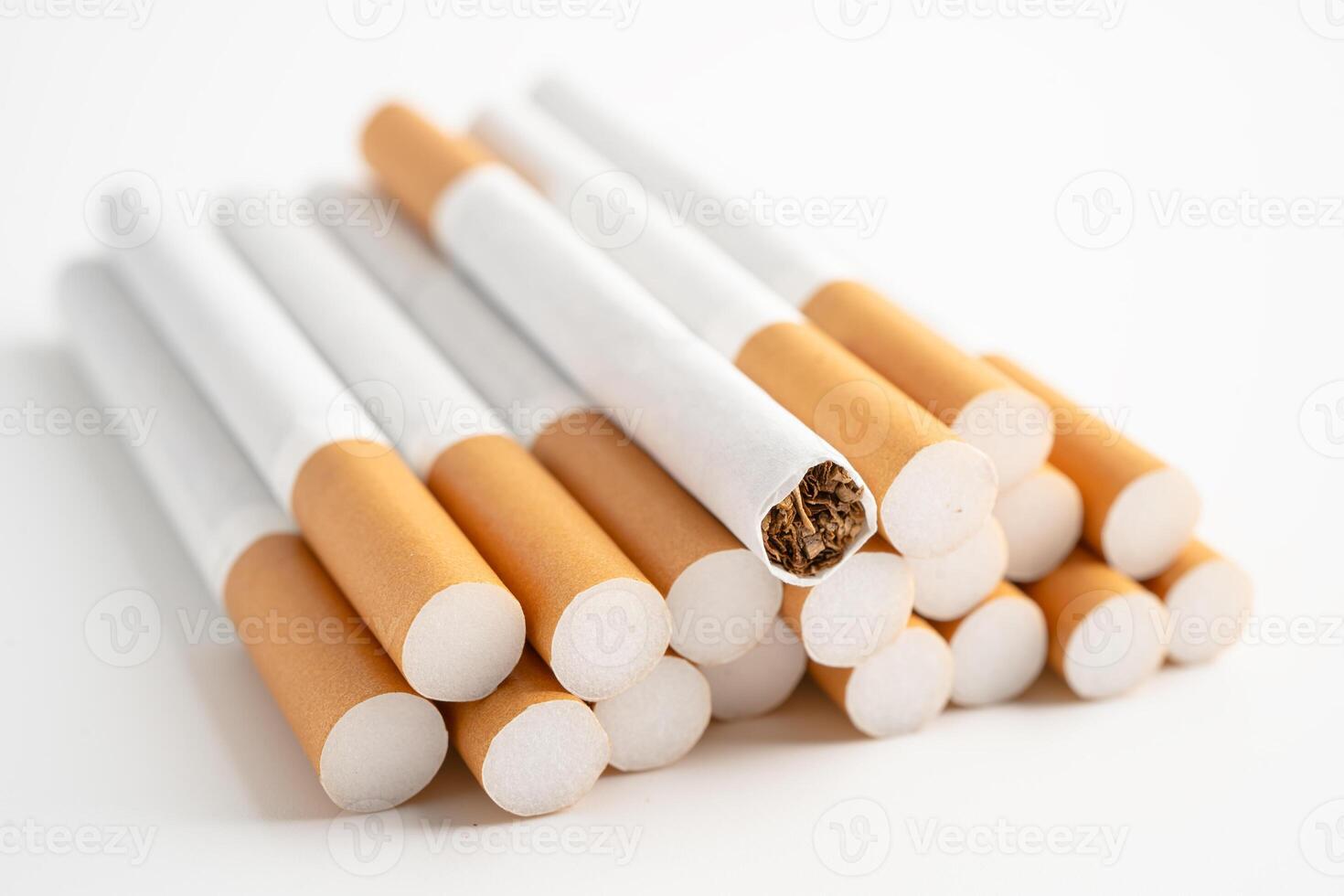 Cigarette on US dollar banknotes, cost, trading, marketing and production, No smoking, import export concept. photo