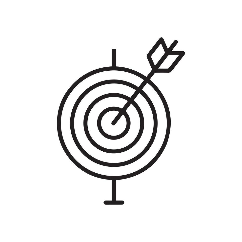 Target black icon goal mark arrow hit outline background design. vector