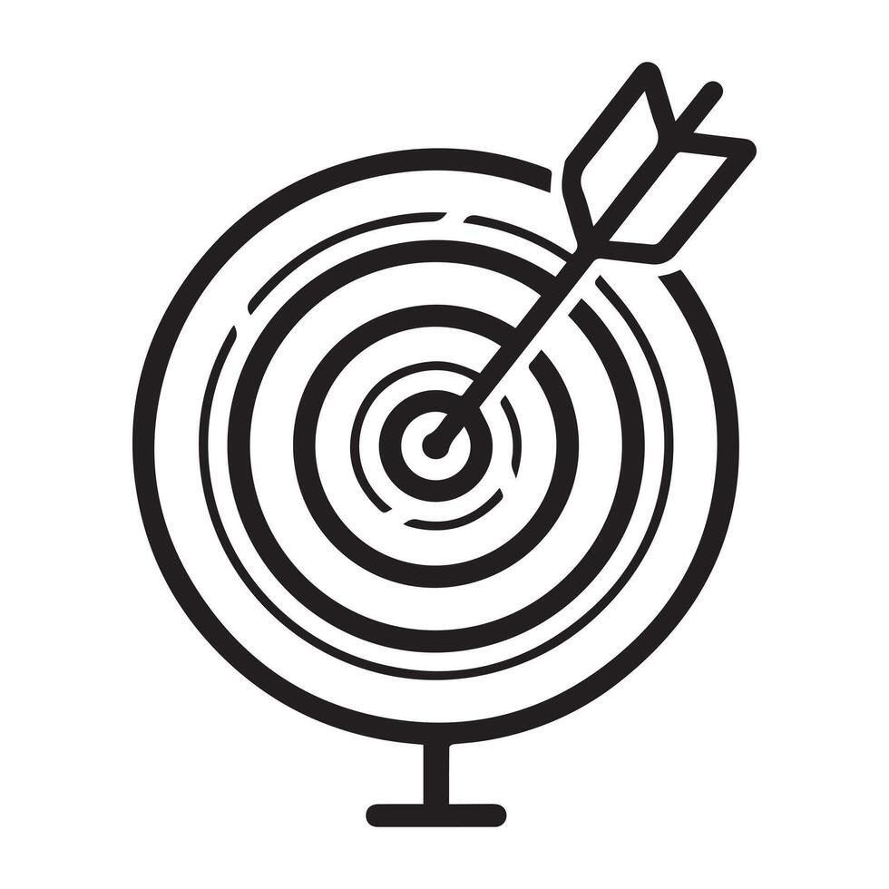 Target black icon goal mark arrow hit outline background design. vector