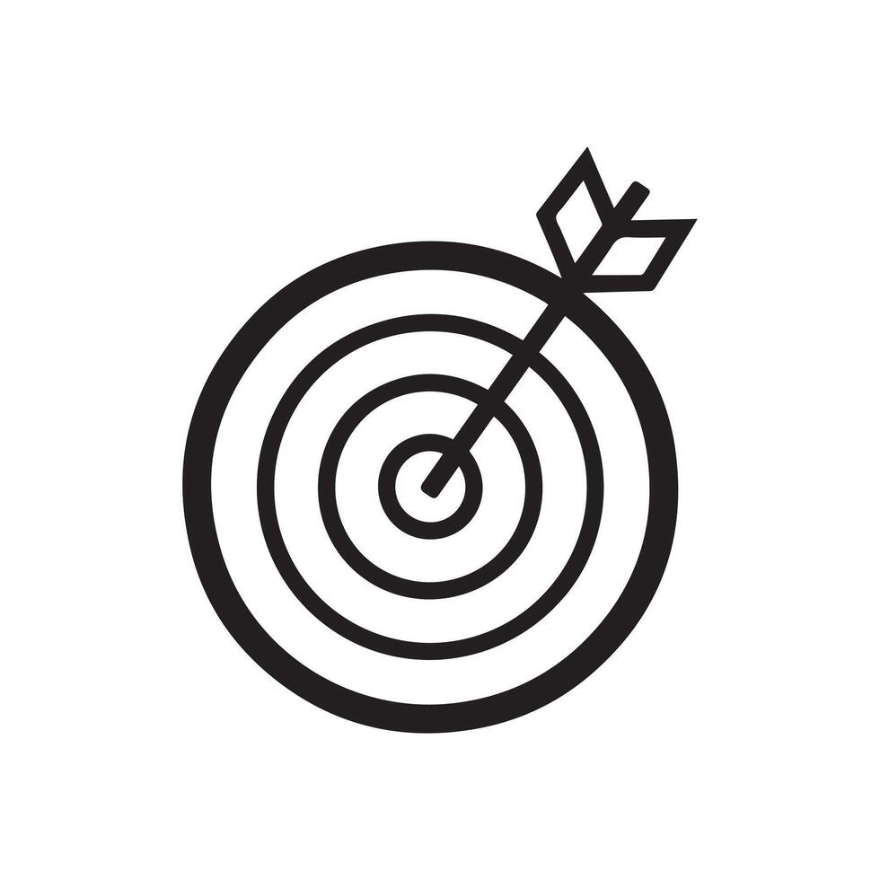 Target black icon goal mark arrow hit outline background design. vector