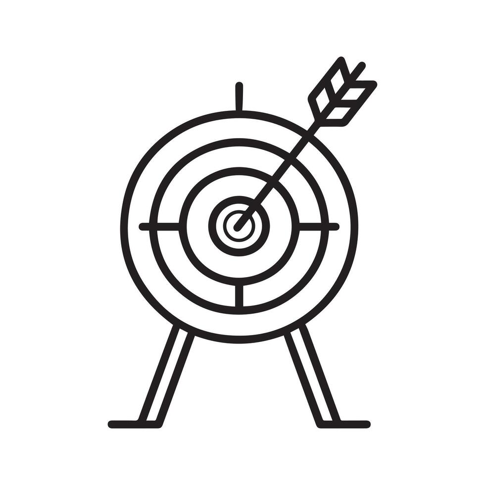 Target black icon goal mark arrow hit outline background design. vector