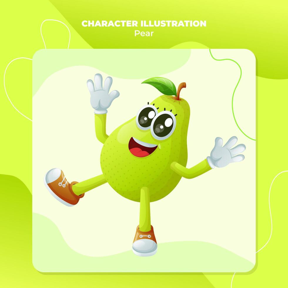 Cute pear character smiling with a happy expression vector