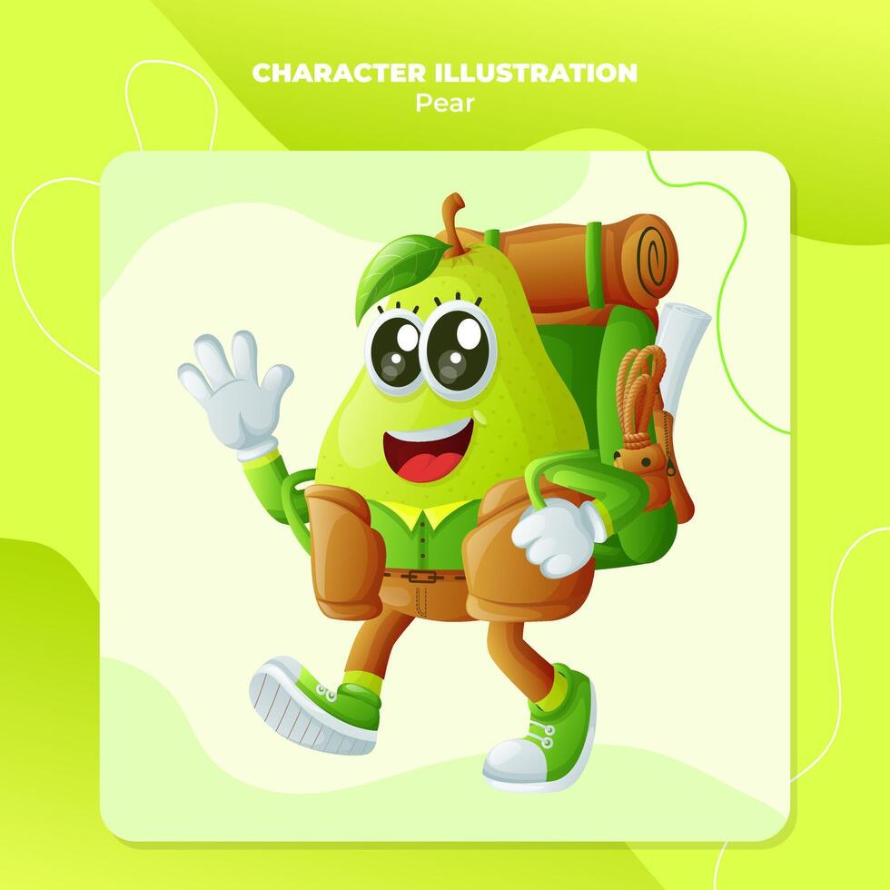 Cute pear character on vacation vector