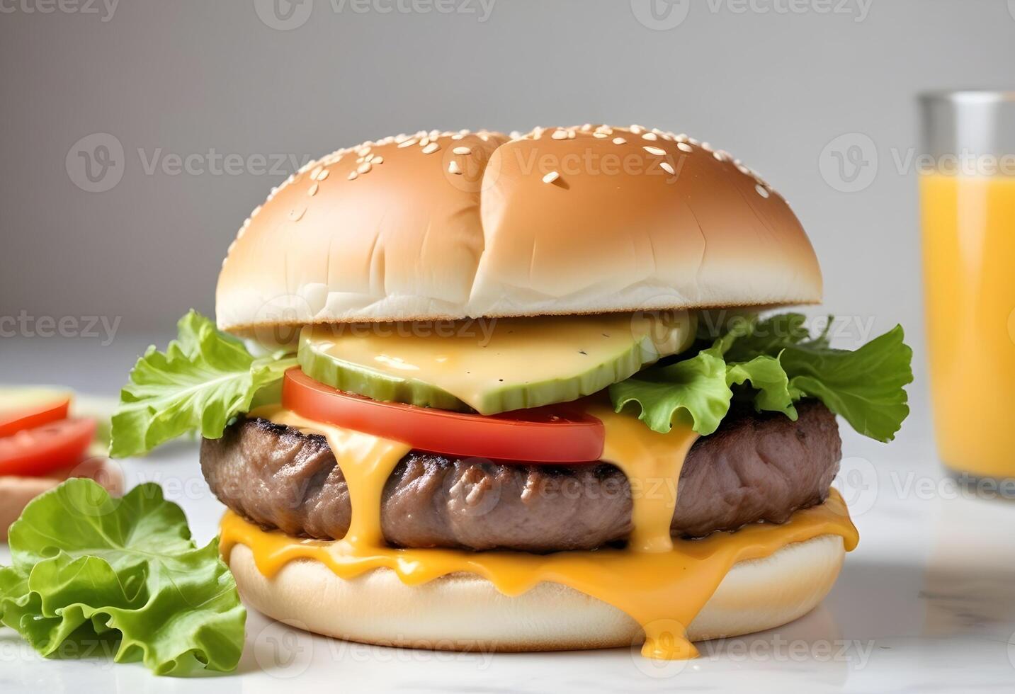 Photo of delicious hamburger isolated on white background